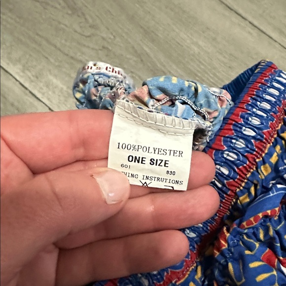 Lu’s Chic Bohemian Blue Peacock Print Pants one size - Picture 5 of 7